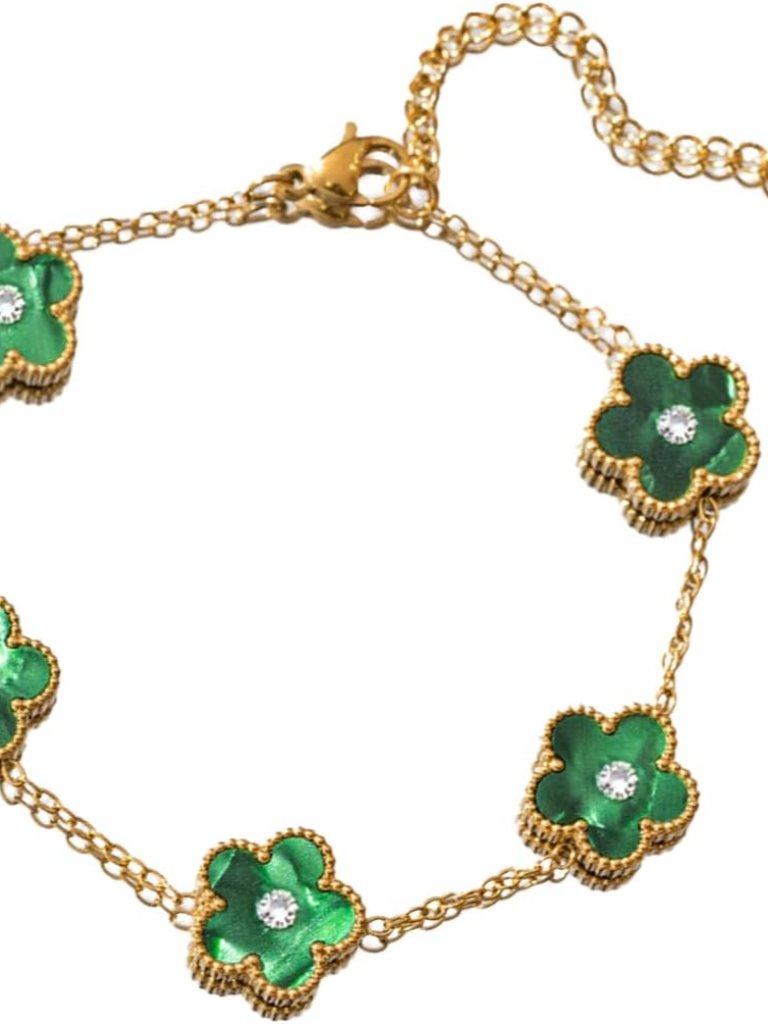 Gold & Silver Bracelets, Four-Leaf Clover Lucky Charm Bracelet For Women5 Gold